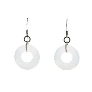 Recycled Vintage White Cold Cream Jar Glass Hoop Earrings
